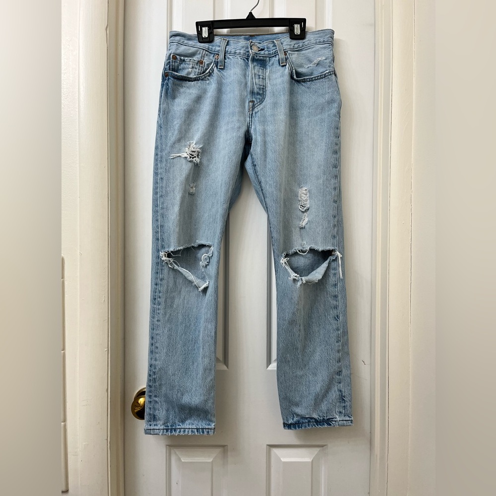 Levis 501 CT Jeans Womens Light (W26x32 Long) Button Fly Customized Tapered